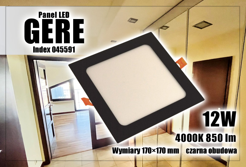 Panel led Gere 12W 230V 4000K czarny